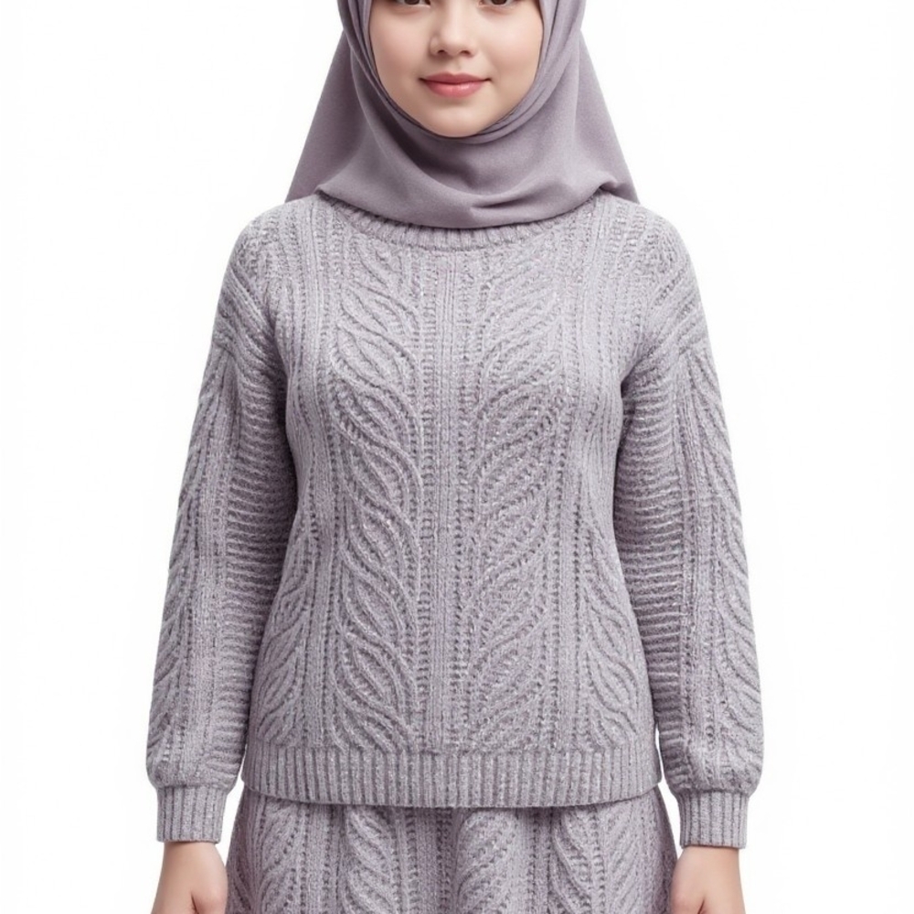 Girls Freshman Heather Lavender Cable Knit Sweater